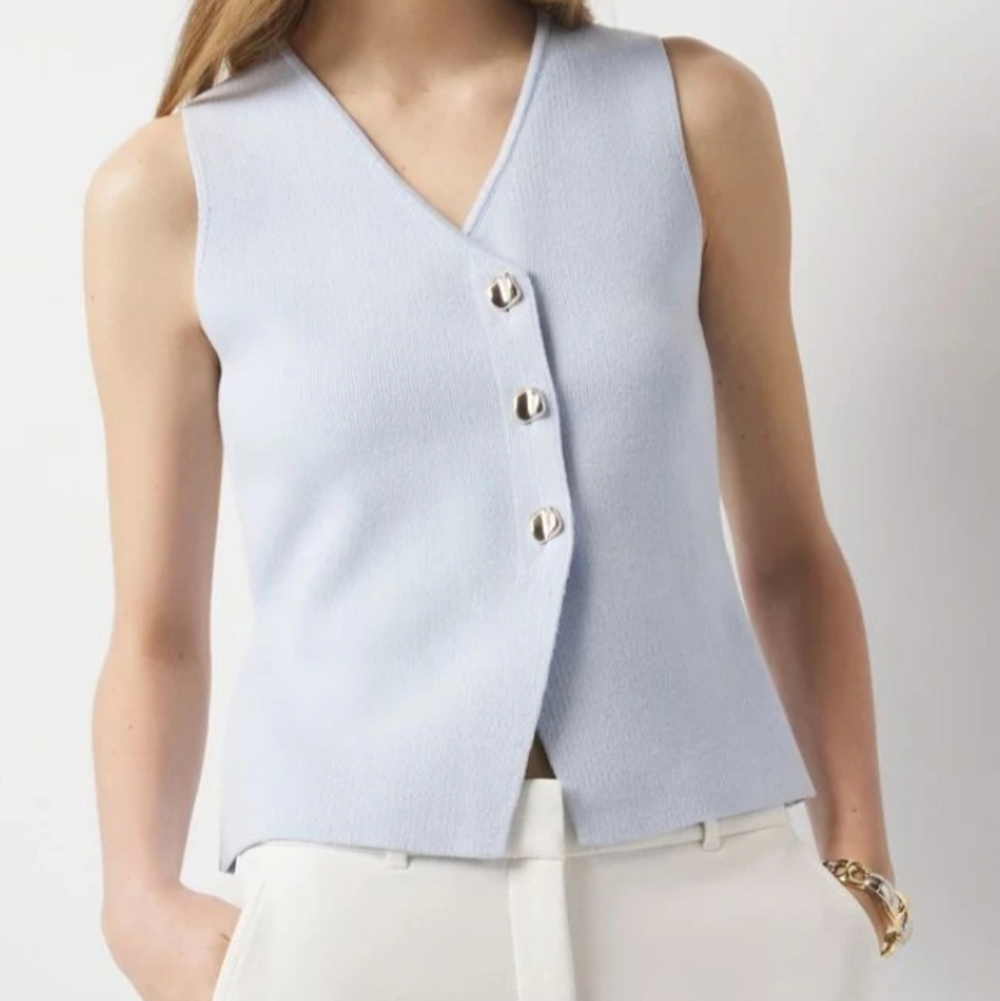 NWT WHITE HOUSE BLACK MARKET v neck novelty button sweater vest